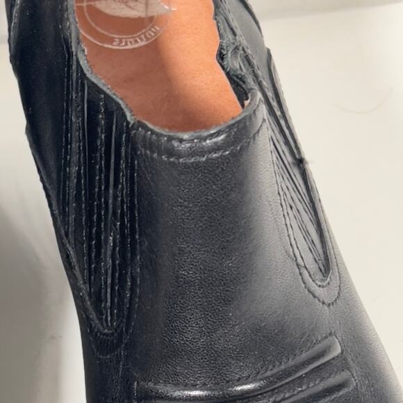 Nurture Leather Black Western Ankle Booties Women's 10M Block Heel Stitch Detail - Picture 11 of 16